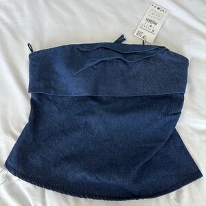 Zara Denim Strapless Top